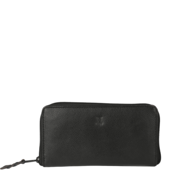 Black leather wallet for women