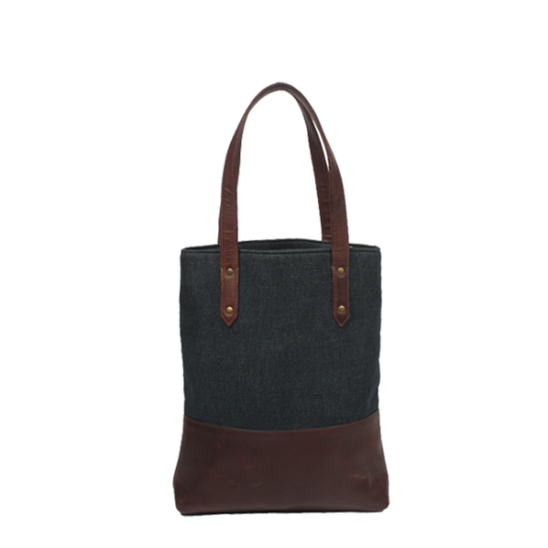 Denim Leather Tote Bag