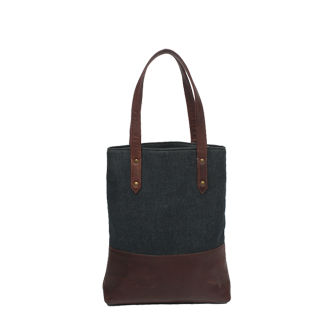 Denim Leather Tote Bag